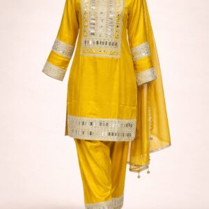 Mustard Yellow Embroidered Suit Set