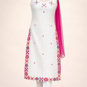 Off-White Embroidered Suit Set