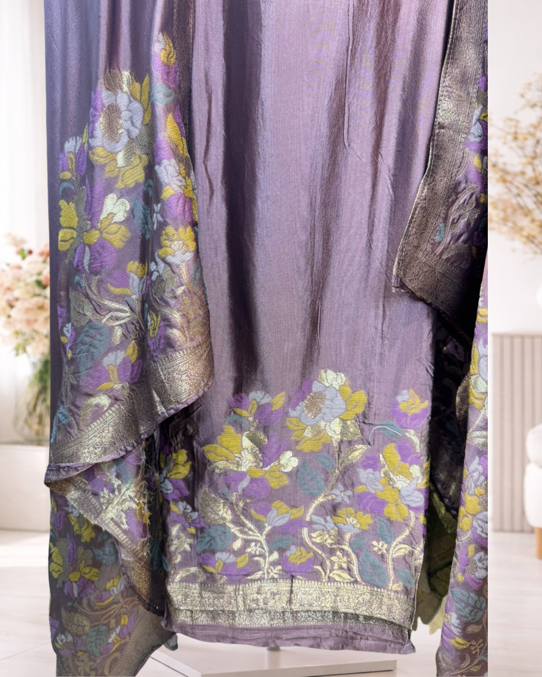 Floral Embroidered Designer Unstitched Suit Set - Image 6