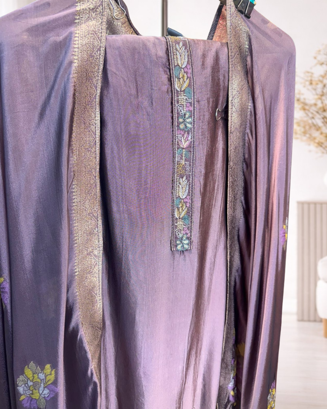 Floral Embroidered Designer Unstitched Suit Set - Image 7