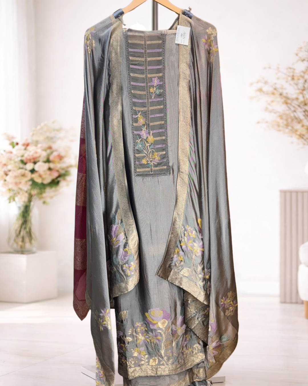Floral Embroidered Designer Unstitched Suit Set