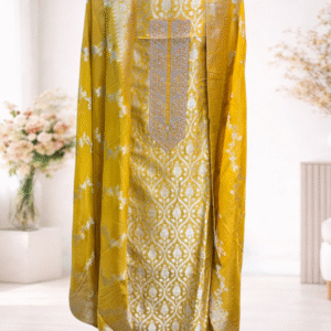 Festive Woven Unstitched Suit Set  Description: