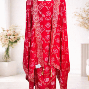 Bandhej Inspired Unstitched Suit Set