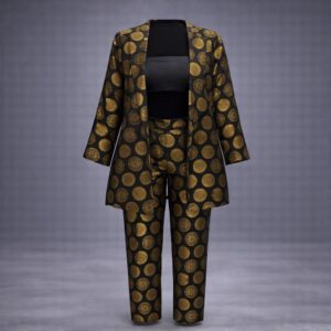 Black & Gold Printed Three-Piece Co-ord Set