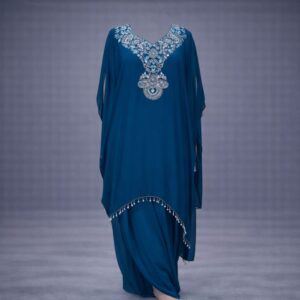 Deep Teal Embellished Kaftan Coord Set