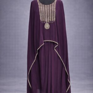 Deep Purple Embellished Kaftaan Set