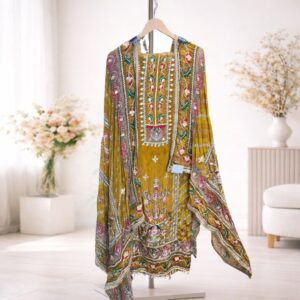 Heritage Embroidered Designer Unstitched Suit Set