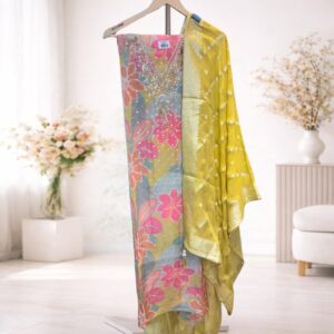 Floral Embellished Unstitched Suit Set